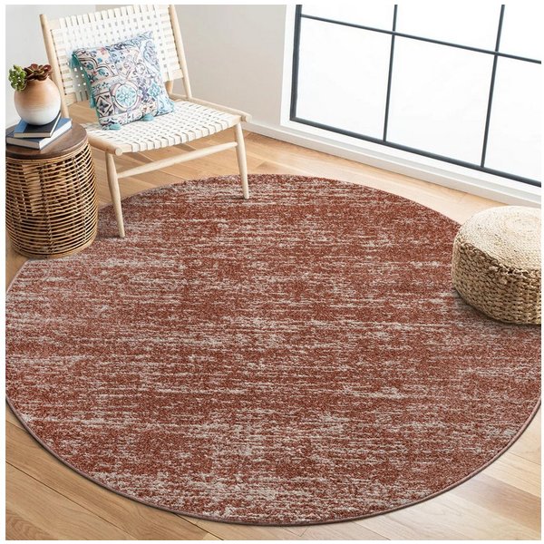 Sanat Teppich Oslo, auch als Läufer und in Rund, rund, Höhe: 10 mm, meliert, robuster Kurzflor, Wohnzimmer, Schlafzimmer, Kinderzimmer