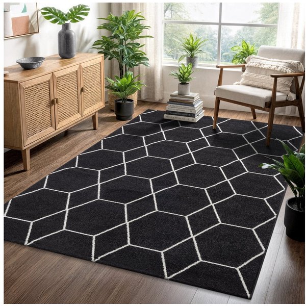 Sanat Teppich Trellis, auch als Läufer und Rund, rechteckig, Höhe: 10 mm, Kurzflor, skandi, boho, große Farbauswahl, alle Räume