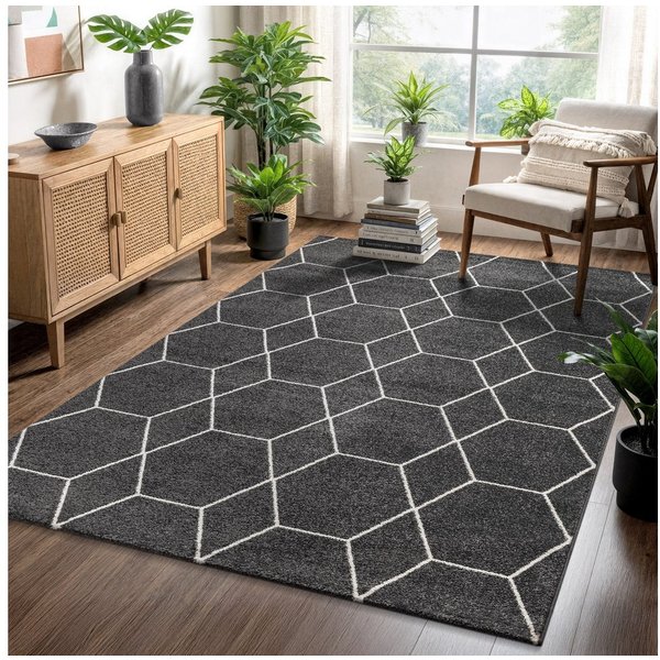 Sanat Teppich Trellis, auch als Läufer und Rund, rechteckig, Höhe: 10 mm, Kurzflor, skandi, boho, große Farbauswahl, alle Räume
