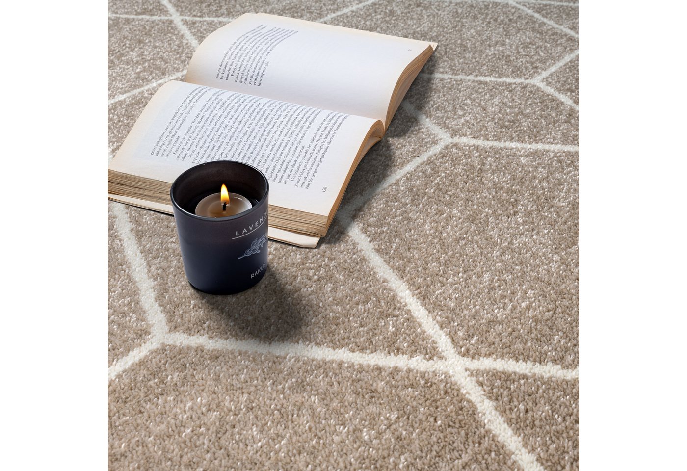 Sanat Teppich Trellis, auch als Läufer und Rund, rechteckig, Höhe: 10 mm, Kurzflor, skandi, boho, große Farbauswahl, alle Räume – Bild 4 von 5