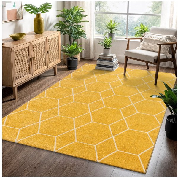 Sanat Teppich Trellis, auch als Läufer und Rund, rechteckig, Höhe: 10 mm, Kurzflor, skandi, boho, große Farbauswahl, alle Räume