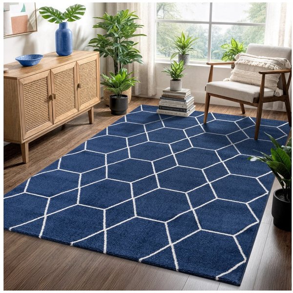 Sanat Teppich Trellis, auch als Läufer und Rund, rechteckig, Höhe: 10 mm, Kurzflor, skandi, boho, große Farbauswahl, alle Räume