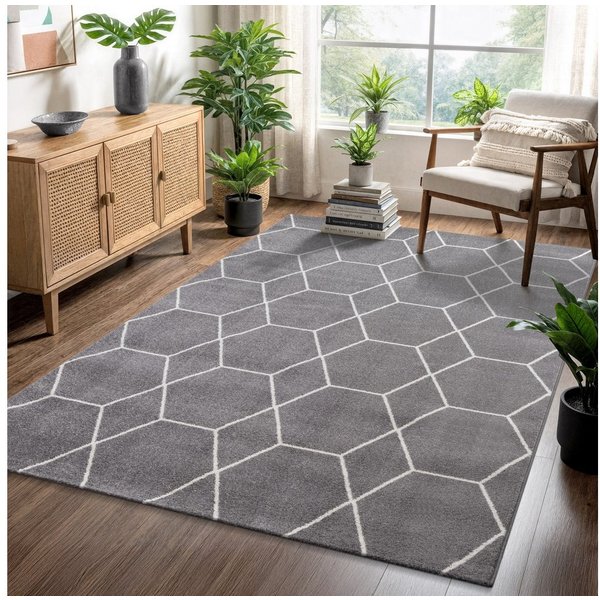 Sanat Teppich Trellis, auch als Läufer und Rund, rechteckig, Höhe: 10 mm, Kurzflor, skandi, boho, große Farbauswahl, alle Räume