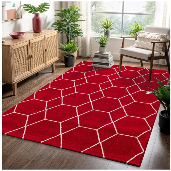 Sanat Teppich Trellis, auch als Läufer und Rund, rechteckig, Höhe: 10 mm, Kurzflor, skandi, boho, große Farbauswahl, alle Räume