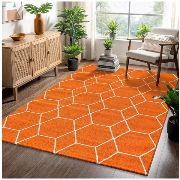 Sanat Teppich Trellis, auch als Läufer und Rund, rechteckig, Höhe: 10 mm, Kurzflor, skandi, boho, große Farbauswahl, alle Räume