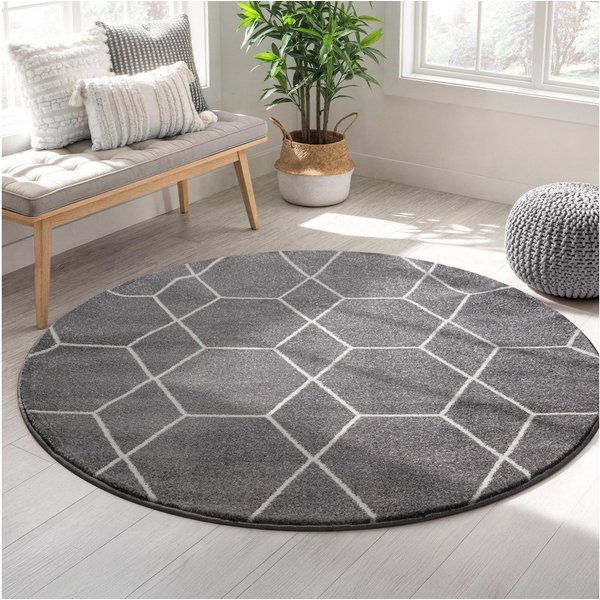 Sanat Teppich Trellis, auch als Läufer und Rund, rund, Höhe: 10 mm, Kurzflor, skandi, boho, große Farbauswahl, alle Räume