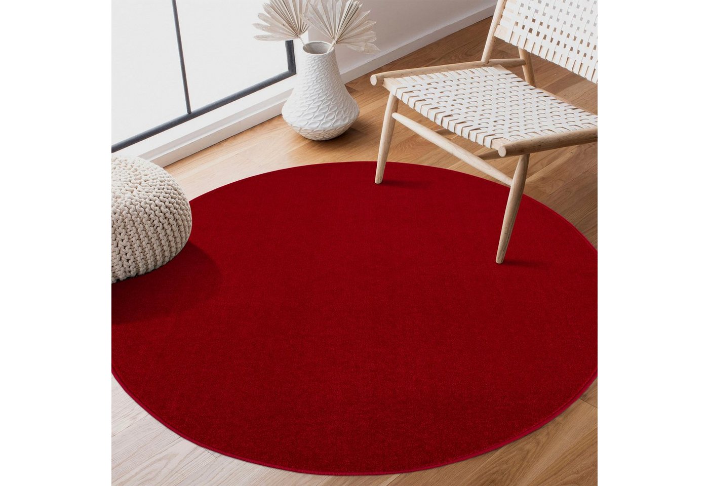 Sanat Teppich UNI, auch als Läufer und Rund, rund, Höhe: 13 mm, robuster Kurzflorteppich, große Farbauswahl, Wohnzimmer, alle Räume – Bild 4 von 5