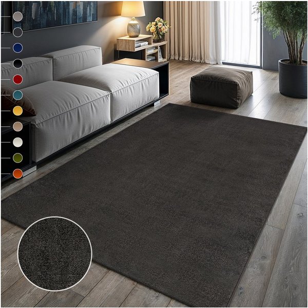 Sanat Teppich UNI, auch als Läufer und Rund, rechteckig, Höhe: 13 mm, robuster Kurzflorteppich, große Farbauswahl, Wohnzimmer, alle Räume