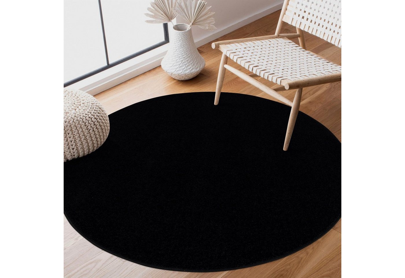 Sanat Teppich UNI, auch als Läufer und Rund, rund, Höhe: 13 mm, robuster Kurzflorteppich, große Farbauswahl, Wohnzimmer, alle Räume – Bild 4 von 5