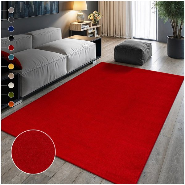 Sanat Teppich UNI, auch als Läufer und Rund, rechteckig, Höhe: 13 mm, robuster Kurzflorteppich, große Farbauswahl, Wohnzimmer, alle Räume