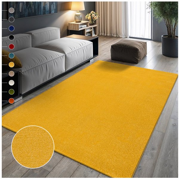 Sanat Teppich UNI, auch als Läufer und Rund, rechteckig, Höhe: 13 mm, robuster Kurzflorteppich, große Farbauswahl, Wohnzimmer, alle Räume