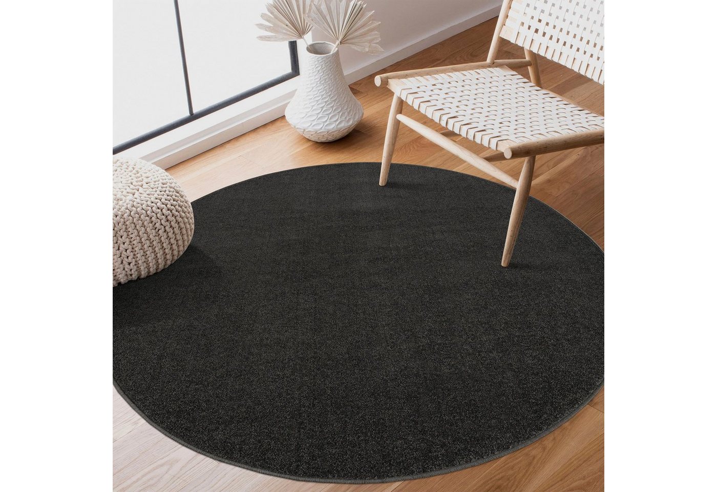 Sanat Teppich UNI, auch als Läufer und Rund, rund, Höhe: 13 mm, robuster Kurzflorteppich, große Farbauswahl, Wohnzimmer, alle Räume – Bild 4 von 5