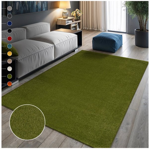 Sanat Teppich UNI, auch als Läufer und Rund, rechteckig, Höhe: 13 mm, robuster Kurzflorteppich, große Farbauswahl, Wohnzimmer, alle Räume