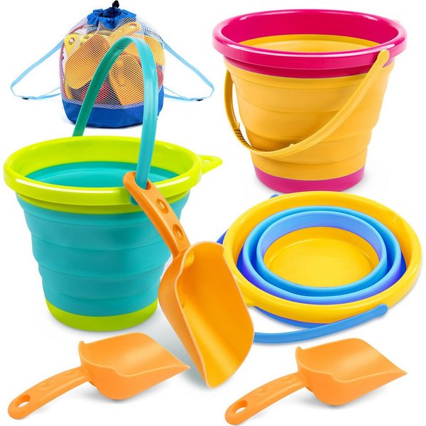 JOYIN Sandeimer JOYIN 3 Packungen Faltbares Strand Eimer Set, Sandkasten