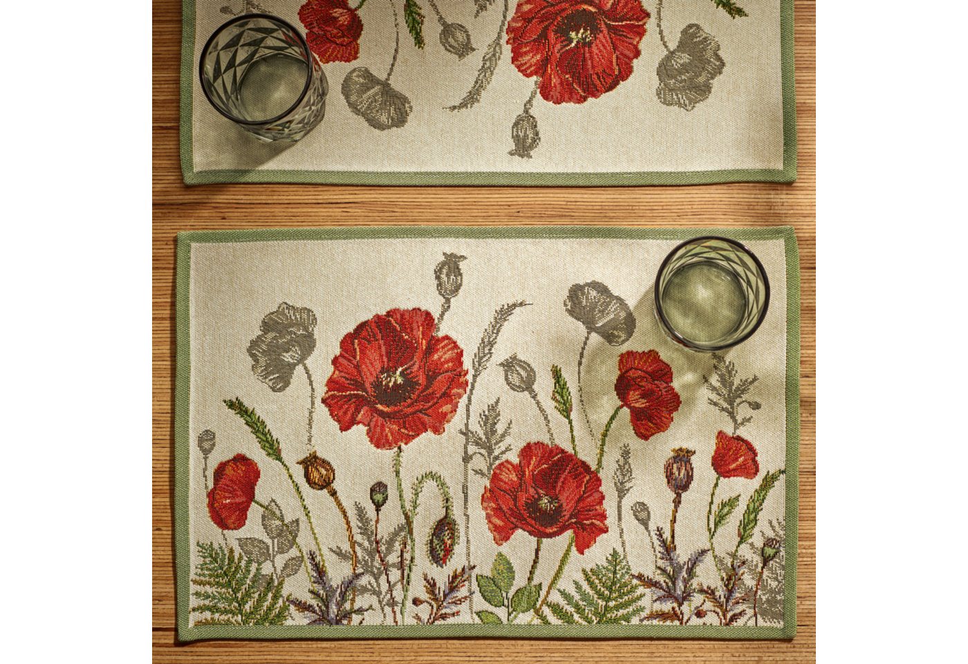sander table + home Platzset Tischset "Poppy Meadow" 2er-Pack, Gobelin Blumen – Bild 2 von 2