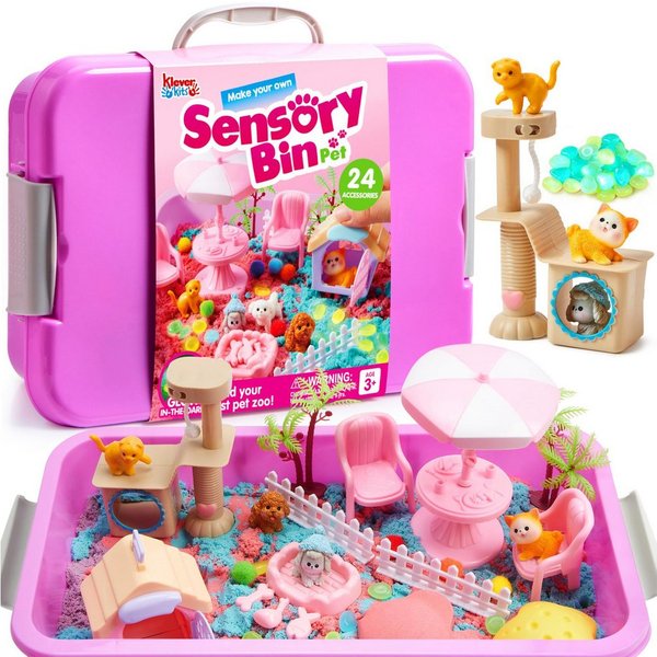 Klever Kits Sandform-Set Klever Kits Magic Sand Set Spielsand Baustelle Kinder Koffer Spielsand