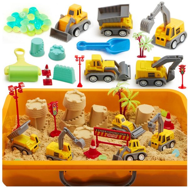 Klever Kits Sandform-Set Klever Kits Magic Sand Set Spielsand Baustelle Kinder Koffer Spielsand