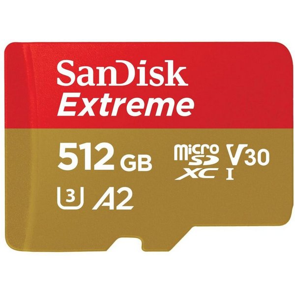 Sandisk microSDXC Extreme Speicherkarte (512 GB, Video Speed Class 30 (V30)/UHS Speed Class 3 (U3)