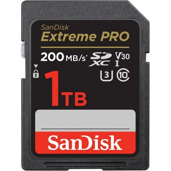 Sandisk SDXC Extreme PRO, 2 Jahre RescuePRO Deluxe Speicherkarte (1000 GB, UHS Class 3, 200 MB/s Lesegeschwindigkeit)