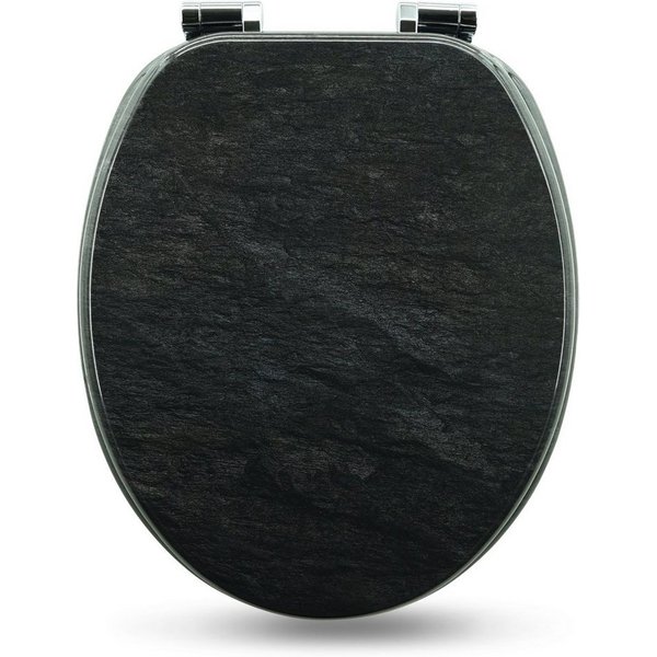 Sanfino WC-Sitz "Granit" Premium Toilettendeckel mit Absenkautomatik aus Holz, mit schönem Stein-Motiv, hohem Sitzkomfort, einfache Montage