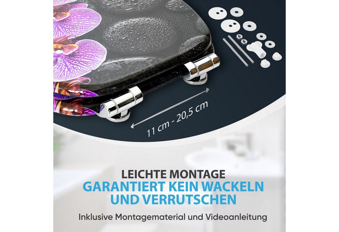 Sanilo Badaccessoire-Set 3-teilig mit Motiv, viele schöne Sets zur Auswahl, WC-Sitz mit Absenkautomatik, Badteppich 70 x 110 cm, Waschbeckenstöpsel, 3 tlg., 3-t – Bild 4 von 5