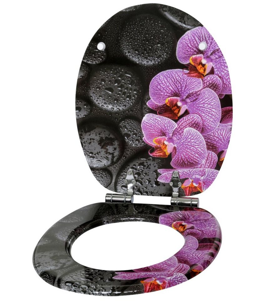 Sanilo Badaccessoire-Set 6-teilig Madeira, WC-Sitz mit Absenkautomatik, Badteppich 70 x 110 cm, Waschbeckenstöpsel, Badewannenstöpsel, Seifenspender, WC-Bürste, – Bild 3 von 5