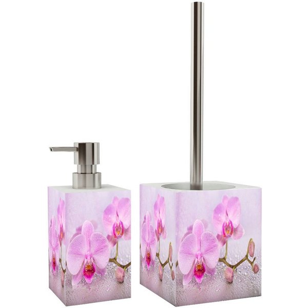 Sanilo Badaccessoire-Set Blooming, WC-Bürste und Seifenspender, 2 tlg., 2-tlg., auswechselbarer Bürstenkopf, stabile Pumpe, hochwertig & modern