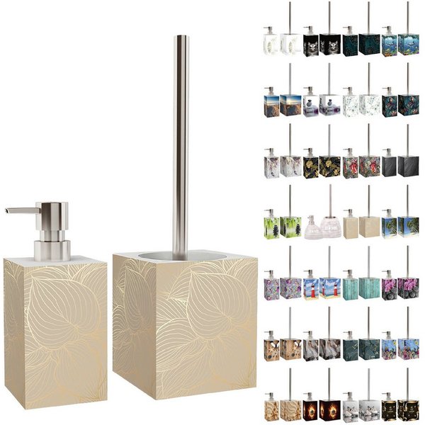 Sanilo Badaccessoire-Set mit Motiv, viele schöne Seifenspender und WC Bürsten zur Auswahl, Klobürste mit auswechselbaren Bürstenkopf, 2 tlg., 2-tlg., Desinfekti