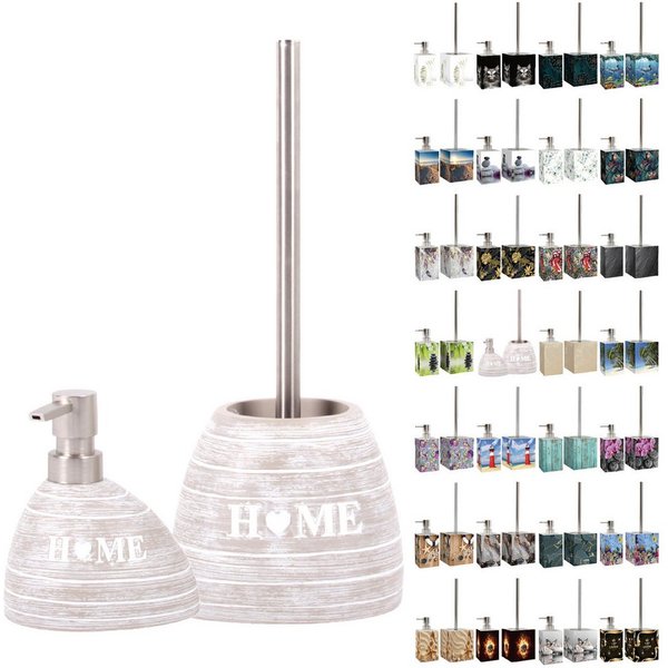 Sanilo Badaccessoire-Set mit Motiv, viele schöne Seifenspender und WC Bürsten zur Auswahl, Klobürste mit auswechselbaren Bürstenkopf, 2 tlg., 2-tlg., Desinfekti