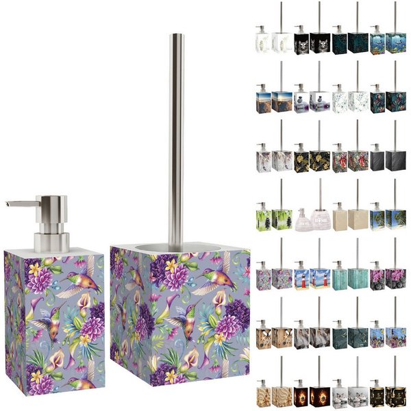 Sanilo Badaccessoire-Set mit Motiv, viele schöne Seifenspender und WC Bürsten zur Auswahl, Klobürste mit auswechselbaren Bürstenkopf, 2 tlg., 2-tlg., Desinfekti