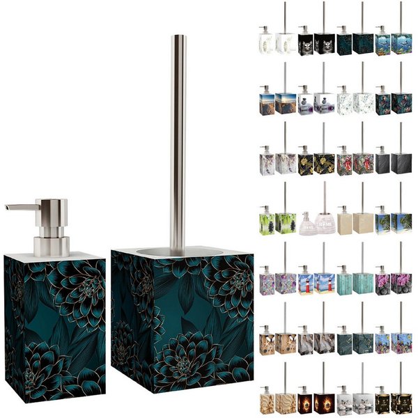 Sanilo Badaccessoire-Set mit Motiv, viele schöne Seifenspender und WC Bürsten zur Auswahl, Klobürste mit auswechselbaren Bürstenkopf, 2 tlg., 2-tlg., Desinfekti