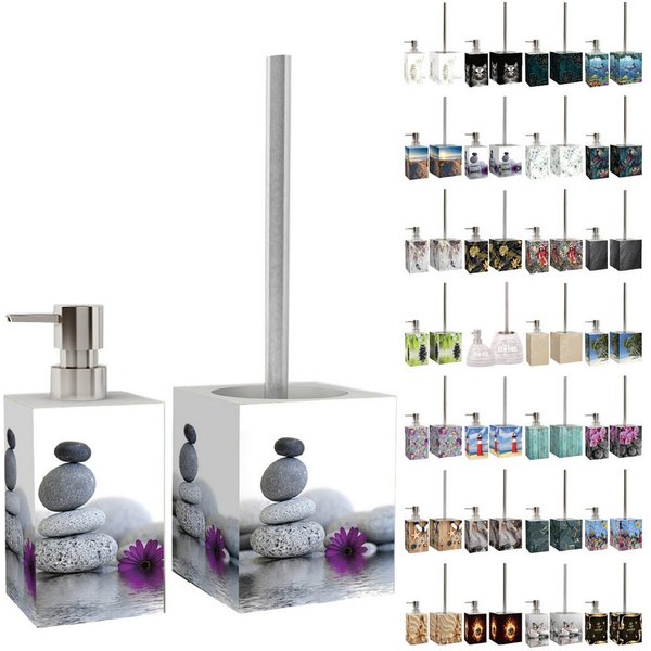 Sanilo Badaccessoire-Set mit Motiv, viele schöne Seifenspender und WC Bürsten zur Auswahl, Klobürste mit auswechselbaren Bürstenkopf, 2 tlg., 2-tlg., Desinfekti