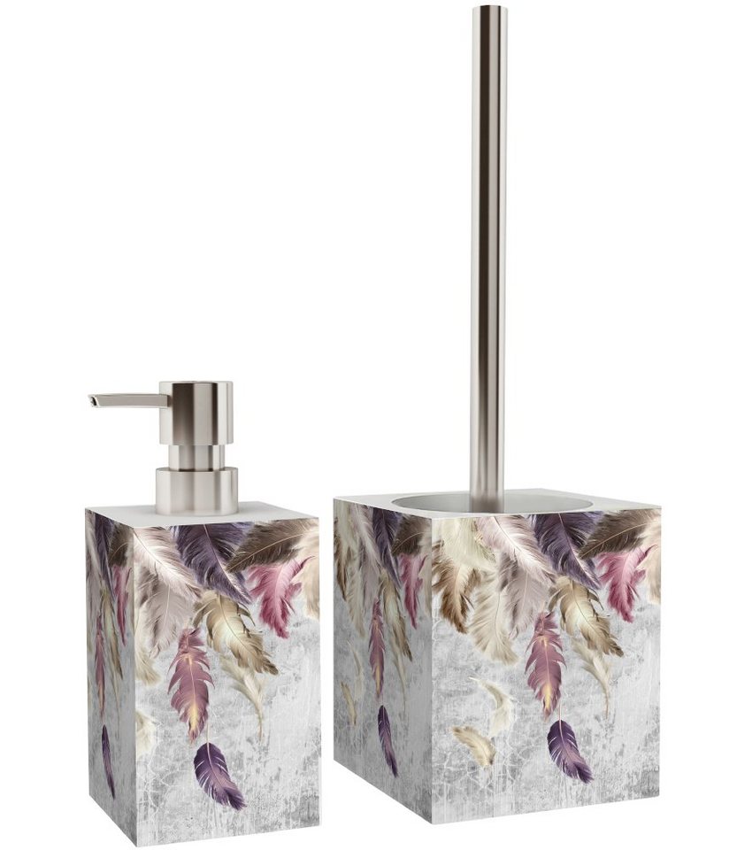 Sanilo Badaccessoire-Set mit Motiv, viele schöne Seifenspender und WC Bürsten zur Auswahl, Klobürste mit auswechselbaren Bürstenkopf, 2 tlg., 2-tlg., Desinfekti – Bild 2 von 5