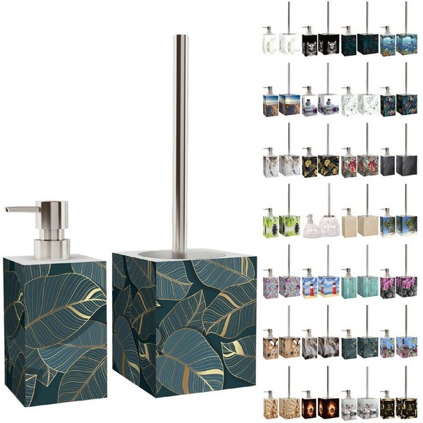 Sanilo Badaccessoire-Set mit Motiv, viele schöne Seifenspender und WC Bürsten zur Auswahl, Klobürste mit auswechselbaren Bürstenkopf, 2 tlg., 2-tlg., Desinfekti