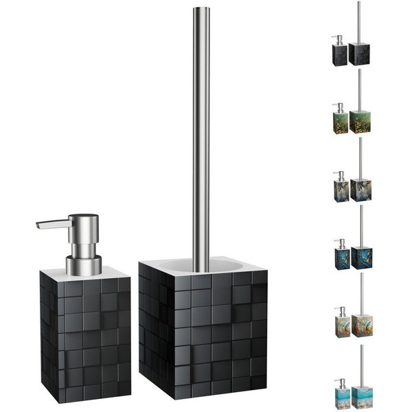 Sanilo Badaccessoire-Set mit Motiv, viele schöne Seifenspender und WC Bürsten zur Auswahl, Klobürste mit auswechselbaren Bürstenkopf, 2 tlg., 2-tlg., Desinfekti