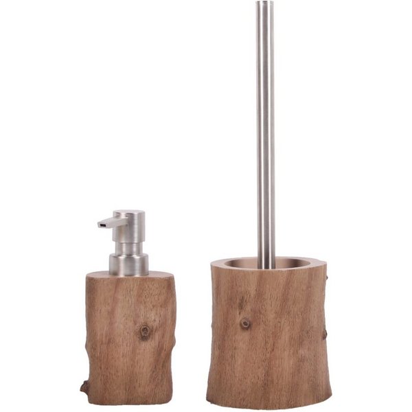 Sanilo Badaccessoire-Set Old Tree, WC-Bürste und Seifenspender, 2 tlg., 2-tlg., auswechselbarer Bürstenkopf, stabile Pumpe, hochwertig & modern