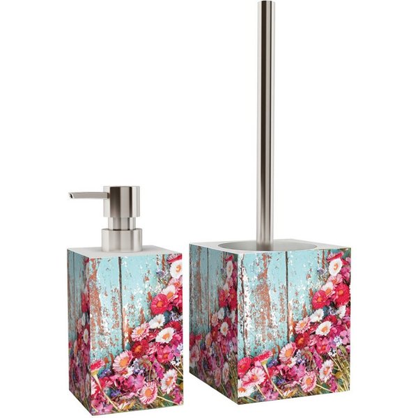 Sanilo Badaccessoire-Set Spring, WC-Bürste und Seifenspender, 2 tlg., 2-tlg., auswechselbarer Bürstenkopf, stabile Pumpe, hochwertig & modern