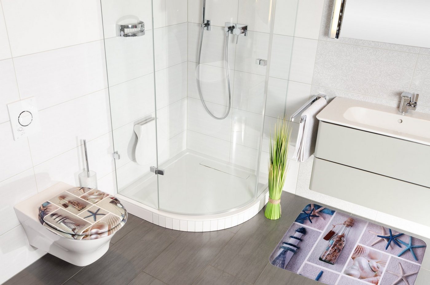 Sanilo Badematte Meeresbrise, rutschhemmend, waschbar, schnelltrocknend, Polyester, rechteckig, sehr weich, hochwertig & modern, 50 x 80 cm oder 70 x 110 cm – Bild 3 von 5