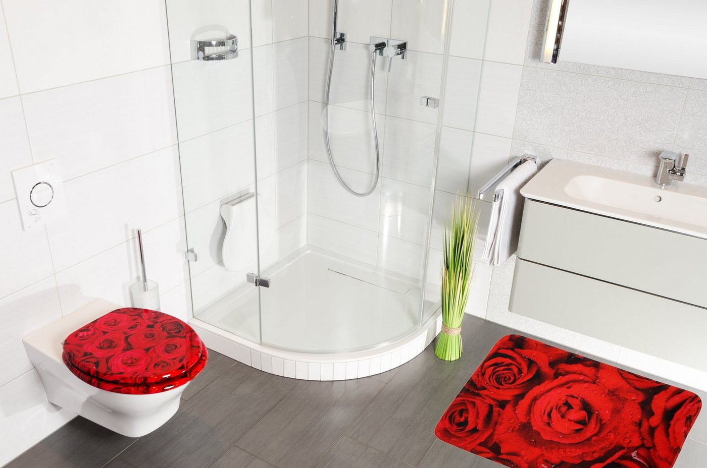 Sanilo Badematte Rosen, 50 x 80 cm, sehr weich, rutschfest, waschbar und schnelltrocknend, Polyester – Bild 3 von 5