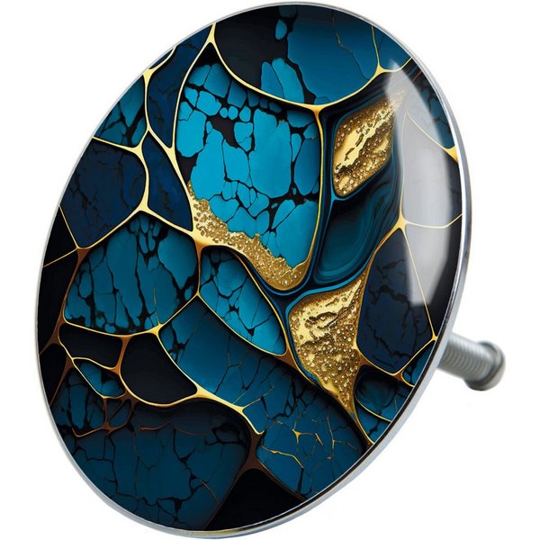 Sanilo Badewannenstöpsel Marmor Cobalt, Ø 7,2 cm, hochwertig, universell, mit Motiv, 100% wasserdicht