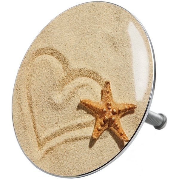 Sanilo Badewannenstöpsel Sandy, Ø 7.2 cm, hochwertig, universell, mit Motiv, 100% wasserdicht
