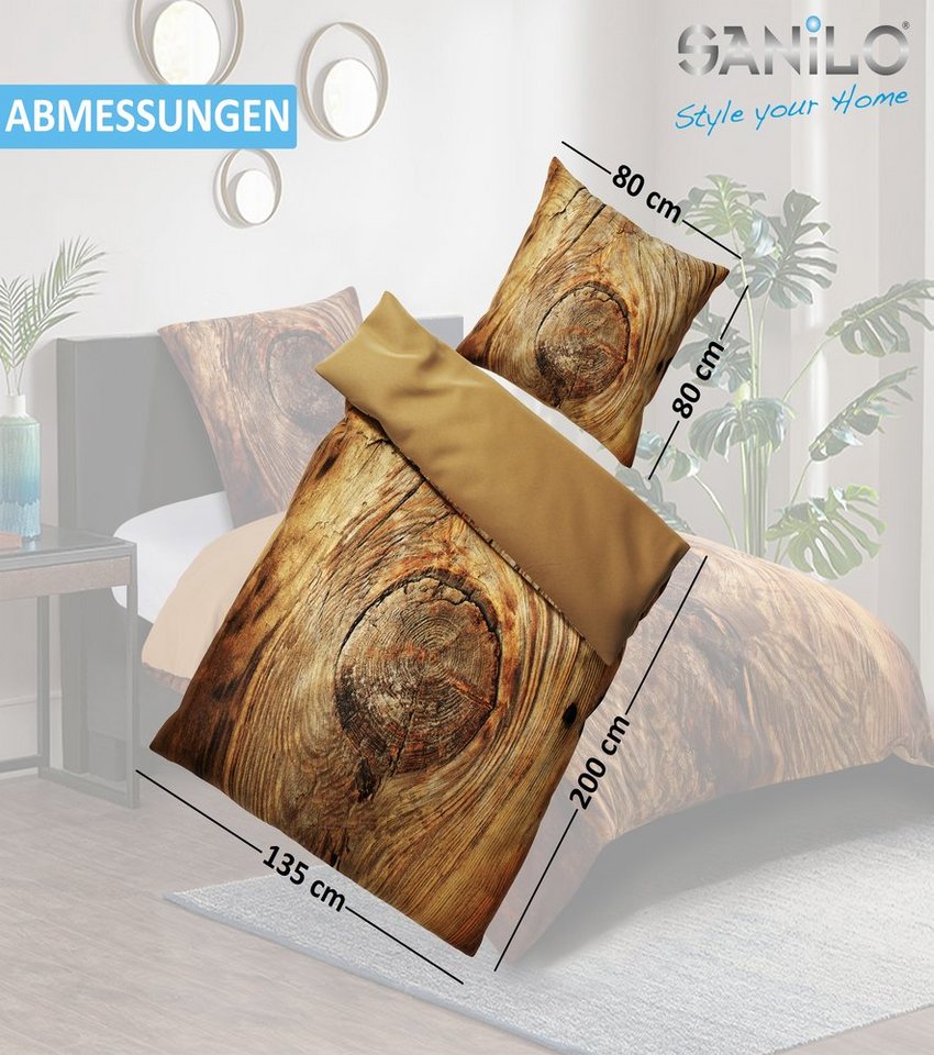 Sanilo Bettwäsche Rustikal 135x200 cm, Bettbezug und Kissenbezug, Baumwolle, 2 teilig – Bild 3 von 4