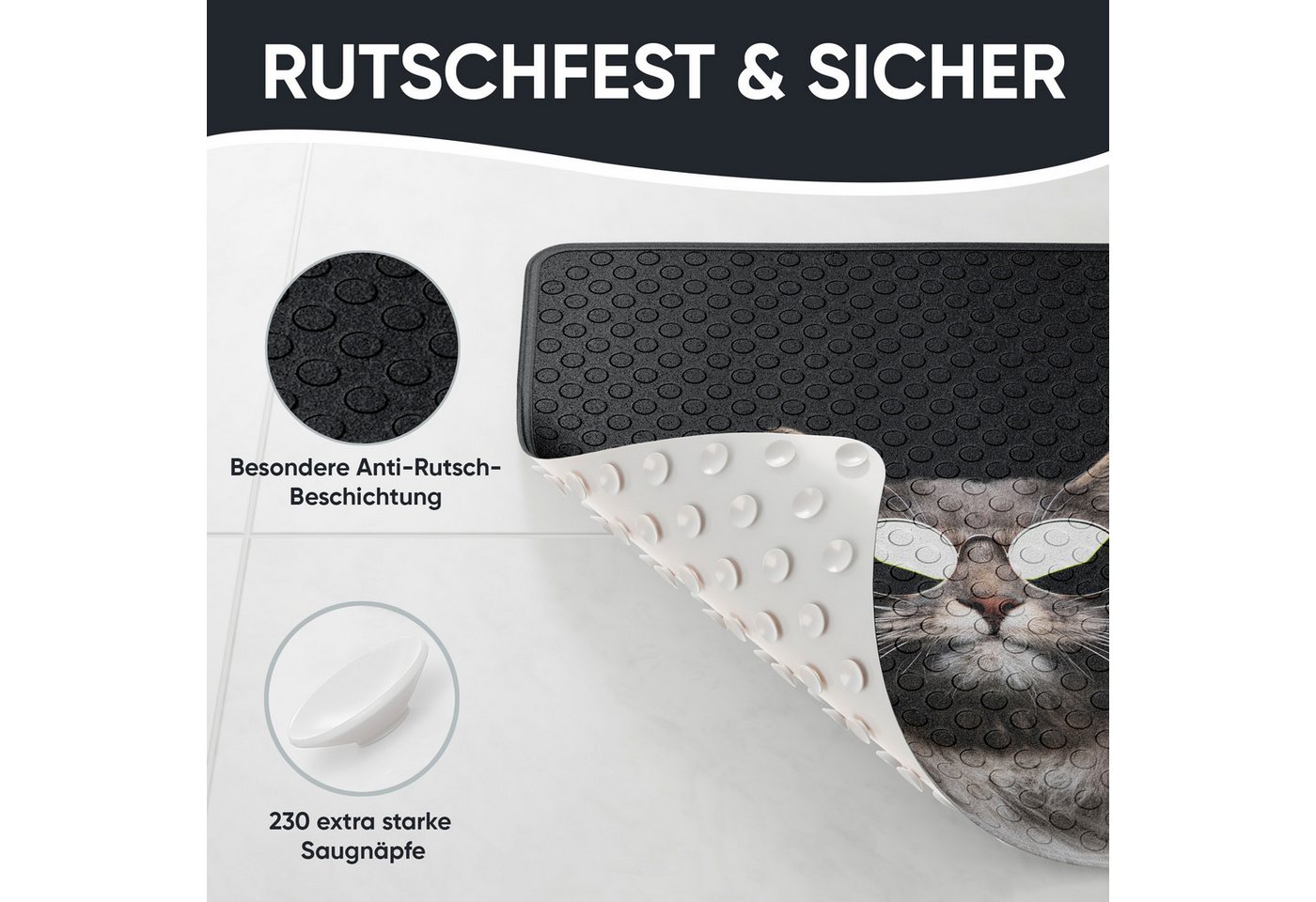Sanilo Duschmatte mit Motiv, viele schöne Badematten zur Auswahl, rutschfeste & sichere Badematte, hochwertig, Kunststoff PVC, quadratisch, 230 extra starke Sau – Bild 4 von 5
