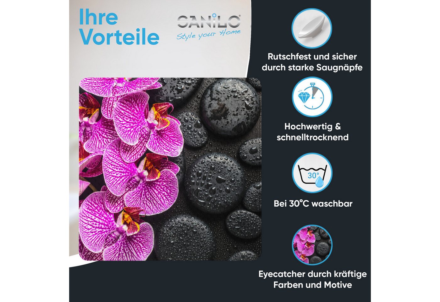Sanilo Duschmatte mit Motiv, viele schöne Badematten zur Auswahl, rutschfeste & sichere Badematte, hochwertig, Kunststoff PVC, quadratisch, 230 extra starke Sau – Bild 2 von 5