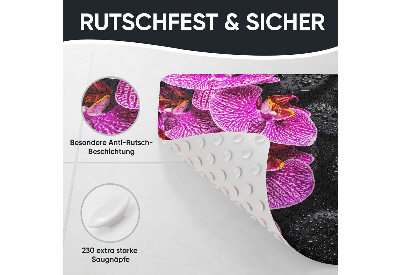 Sanilo Duschmatte mit Motiv, viele schöne Badematten zur Auswahl, rutschfeste & sichere Badematte, hochwertig, Kunststoff PVC, quadratisch, 230 extra starke Sau – Bild 4 von 5