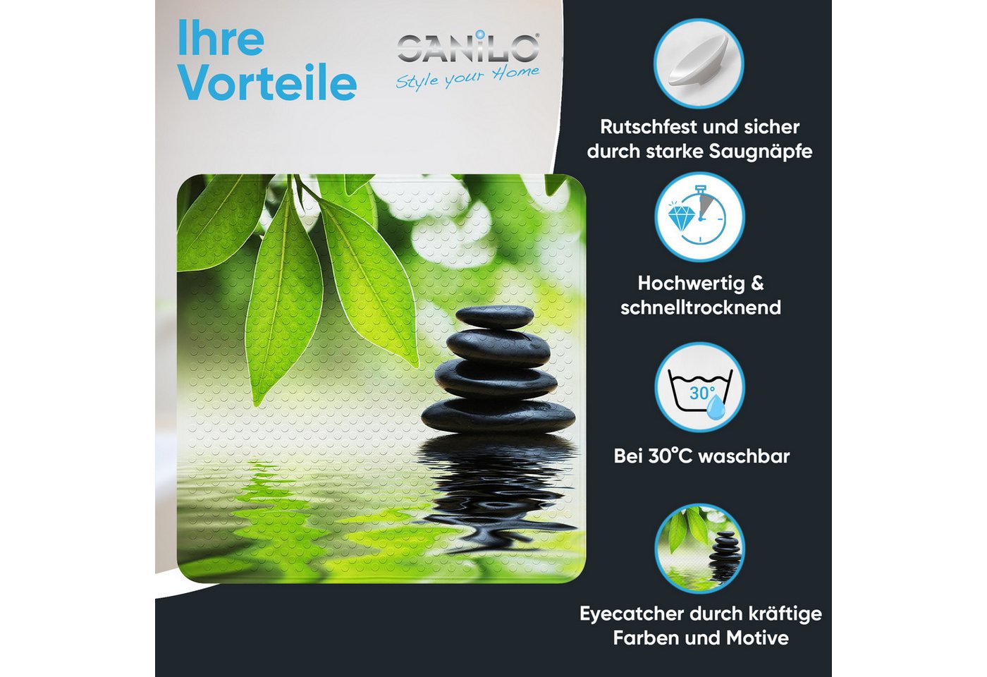 Sanilo Duschmatte mit Motiv, viele schöne Badematten zur Auswahl, rutschfeste & sichere Badematte, hochwertig, Kunststoff PVC, quadratisch, 230 extra starke Sau – Bild 2 von 5