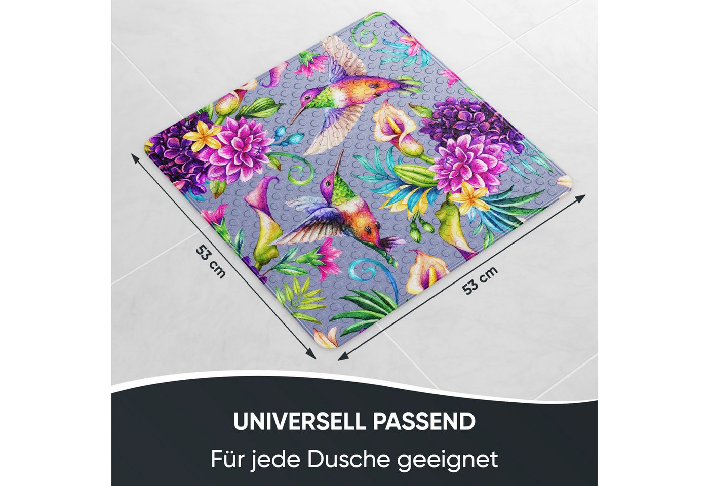 Sanilo Duschmatte mit Motiv, viele schöne Badematten zur Auswahl, rutschfeste & sichere Badematte, hochwertig, Kunststoff PVC, quadratisch, 230 extra starke Sau – Bild 3 von 5