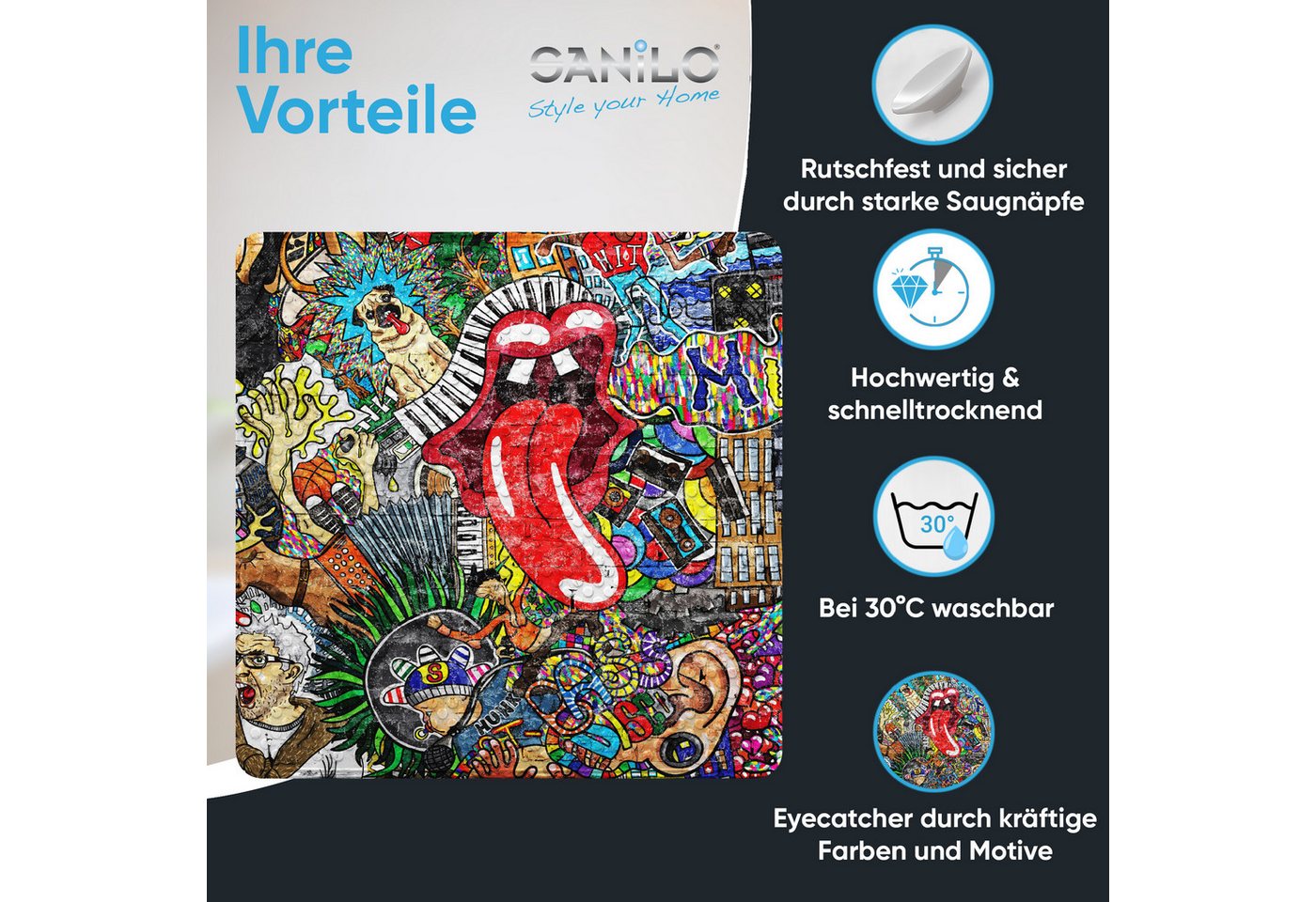 Sanilo Duschmatte mit Motiv, viele schöne Badematten zur Auswahl, rutschfeste & sichere Badematte, hochwertig, Kunststoff PVC, quadratisch, 230 extra starke Sau – Bild 2 von 5