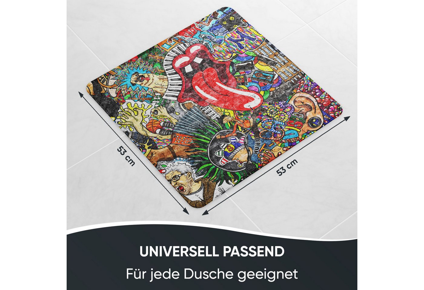 Sanilo Duschmatte mit Motiv, viele schöne Badematten zur Auswahl, rutschfeste & sichere Badematte, hochwertig, Kunststoff PVC, quadratisch, 230 extra starke Sau – Bild 3 von 5