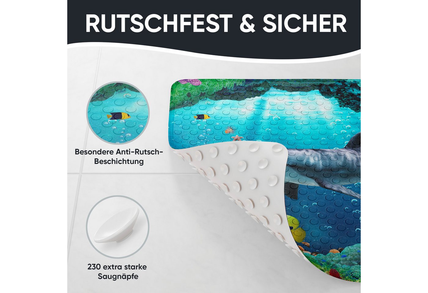 Sanilo Duschmatte mit Motiv, viele schöne Badematten zur Auswahl, rutschfeste & sichere Badematte, hochwertig, Kunststoff PVC, quadratisch, 230 extra starke Sau – Bild 4 von 5
